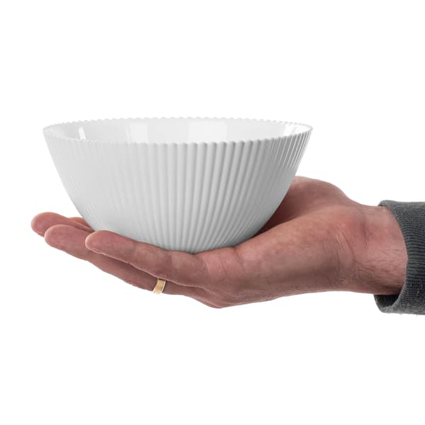 KADAX salatskål 15 cm glas til suppe, snacks, hvid, rillet, sæt med 6