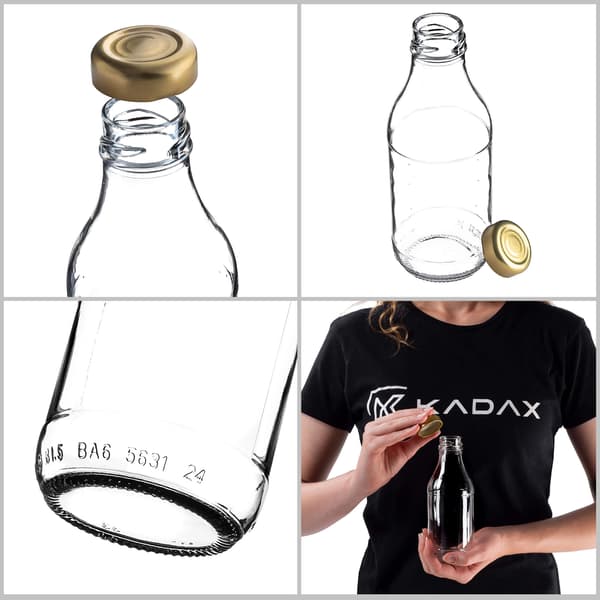 KADAX Glasflaska 330 ml Flaskor för Vin, Likörer, Hembränt Kubuś Kapsyler 10 st