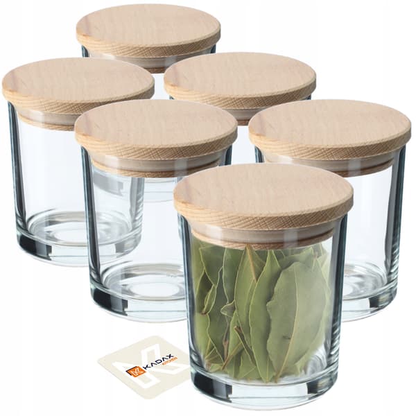 KADAX Madbeholder 245ml Glas Krydderibeholdere Organizer 6 stk.