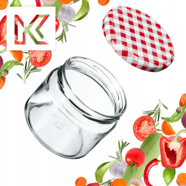 KADAX Sonka muurauspurkit 330ml 10kpl 82mm + "Red Grid" kansi
