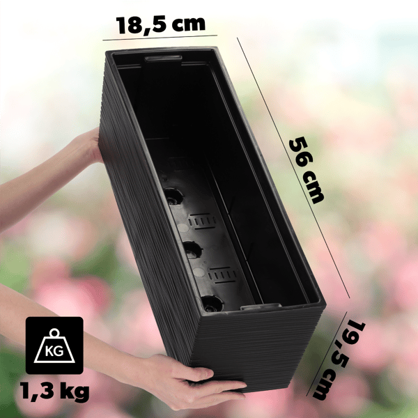 KADAX Urtepotte Balkonkasse med Indsats Blomsterstativ til Balustrade 19x56cm