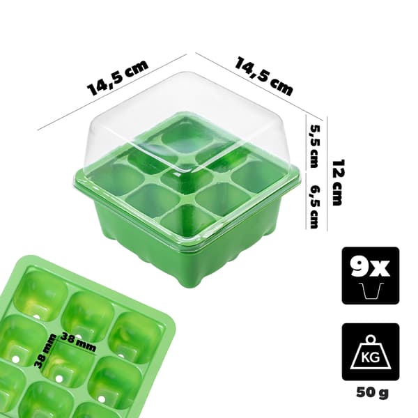 KADAX Miniväxthus Miniväxthus Växthus 9 celler Plantsåddbricka