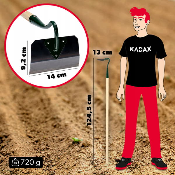 KADAX Trädgårdshacka För Ogräsgrävning Grävare 14cm Härdad 125cm