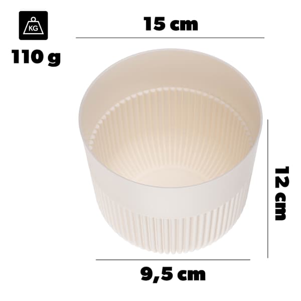 KADAX Blomkruka 15 cm Plast Rund Ribbad Växtkruka