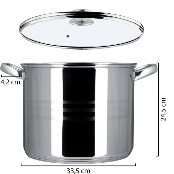 KADAX Stor Rustfri Stål Induktionsgryde med Låg, Gas, 32cm, 18L, Høj
