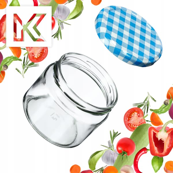KADAX Sonka muurauspurkit 330ml 10kpl 82mm + "Blue Lattice" kansi