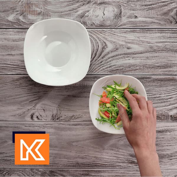KADAX Salladsskål 16 cm Glasskålar för Soppa och Snacks Vit Set om 3