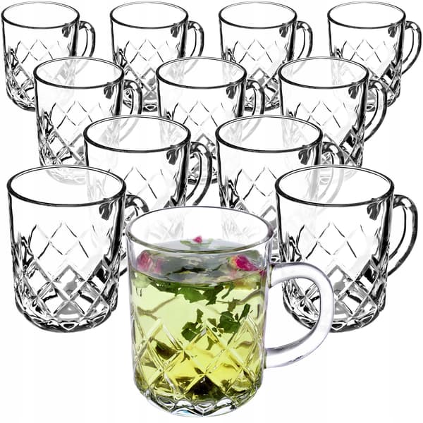 KADAX tee- ja kahvilasit 230 ml juomasetti, 12 lasia kahvalla