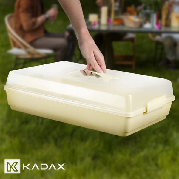 KADAX Rektangulär Plastbehållare för Kakor, Bakverk, Kakask, Stor