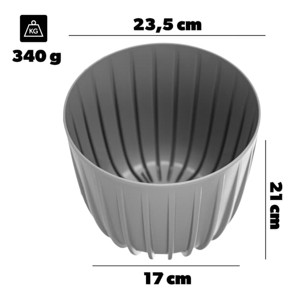 KADAX Urtepotte, Urtepotte, Blomsterlåg, 23,5 cm, Rund, Plastik, Grå