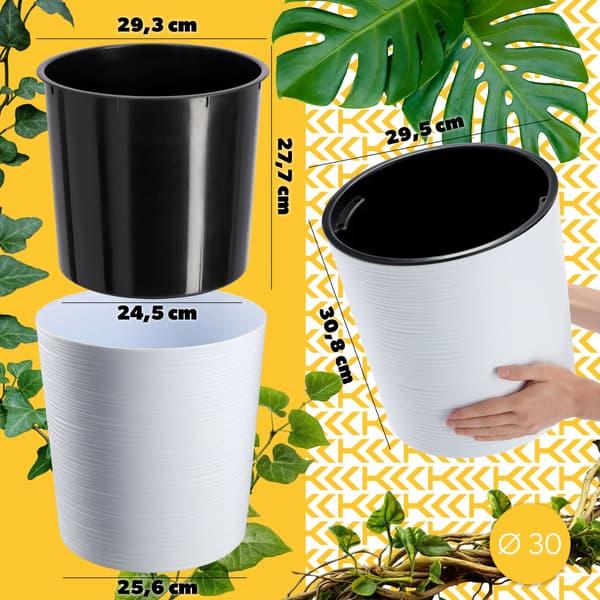 KADAX Blomkruka Vit Plastkruka För Blommor Växter 30cm