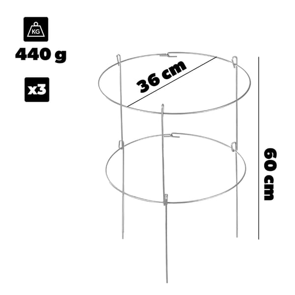 KADAX Blomstöd 60 cm Trädgårdsring Stålstöd 3 st