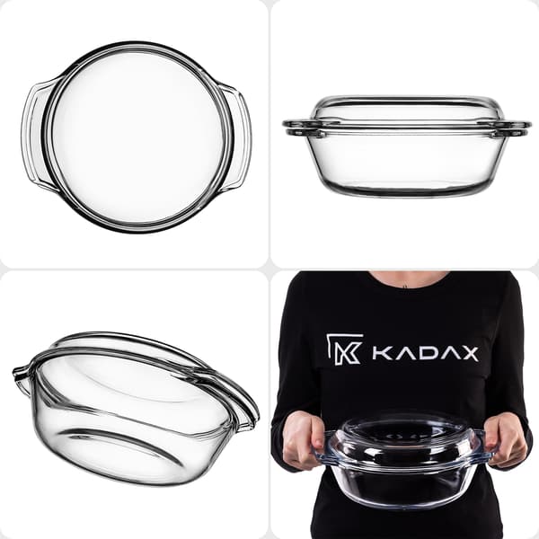 KADAX Liten ugnssäker form med lock 2,4 l rund glas