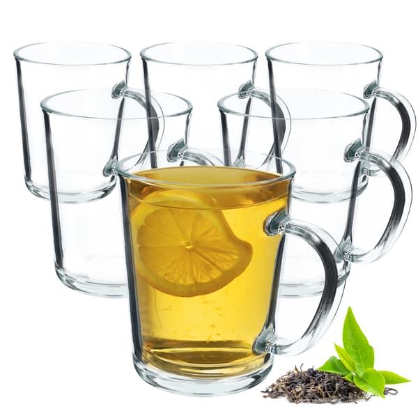 KADAX Winter te- og kaffeglas 410ml kopper med hank sæt med 6 glas