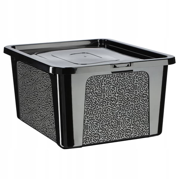 KADAX 20L plastbehållare med lock svart låsbar stor organizerbox