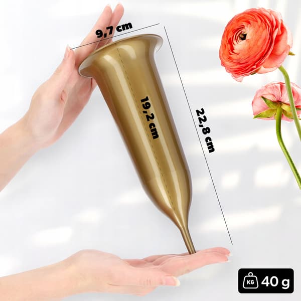 KADAX Vaseflaske til kirkegårdsgravsten 23 cm gravsten til blomster guld