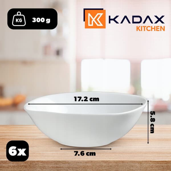 KADAX Salladsskål 19 cm Glasskålar för Soppa och Snacks Vit Set om 6