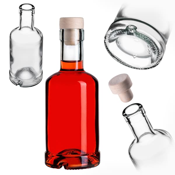 KADAX Tadek glasflasker 250 ml til vin, likør, hjemmebrænder 10 stk. med korkprop