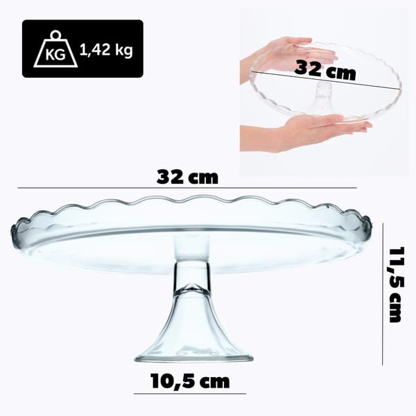 KADAX Kakkuteline Lasi Hedelmälautanen Jalalla 32 cm