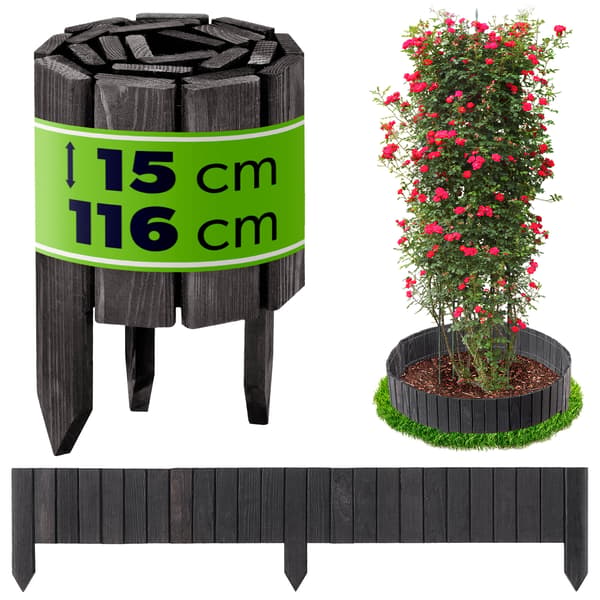 KADAX Palisade Trädgårdskant Trä Gräsmatta Indrivet Grå 15x116