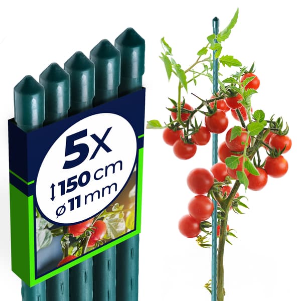 KADAX-kasvien tukitanko 150 cm tomaattivaarnat pinnoitetut 11 mm 5 kpl