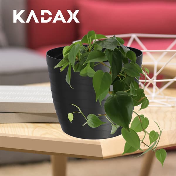 KADAX Urtepotte Plastikpotte til Blomster og Planter Sort Rund 19 cm