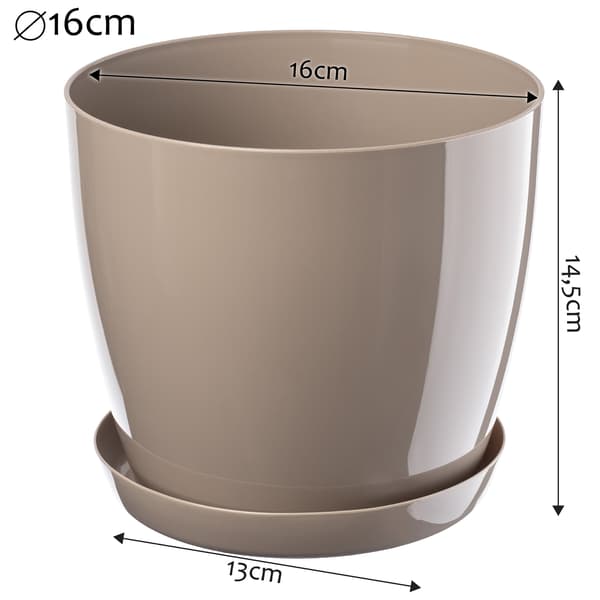 KADAX Urtepotte med Underkop Plastlåg 16cm Beige Urtepotte Kadax