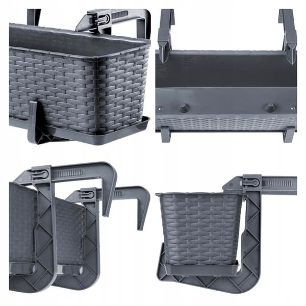 KADAX Balkonkasse 40 cm Urtepotte Urtepotteholder Håndtag 3 stk.