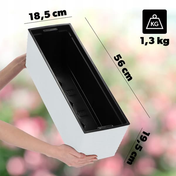 KADAX Blomkruka balkonglåda med insatsblomstativ för balustrad 19x56cm