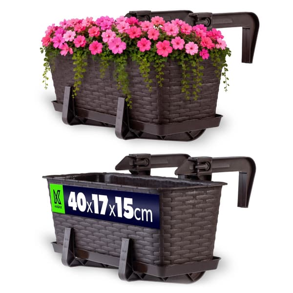 KADAX Balkonkasse Urtepotte med Blomsterfod 40 cm + Håndtag