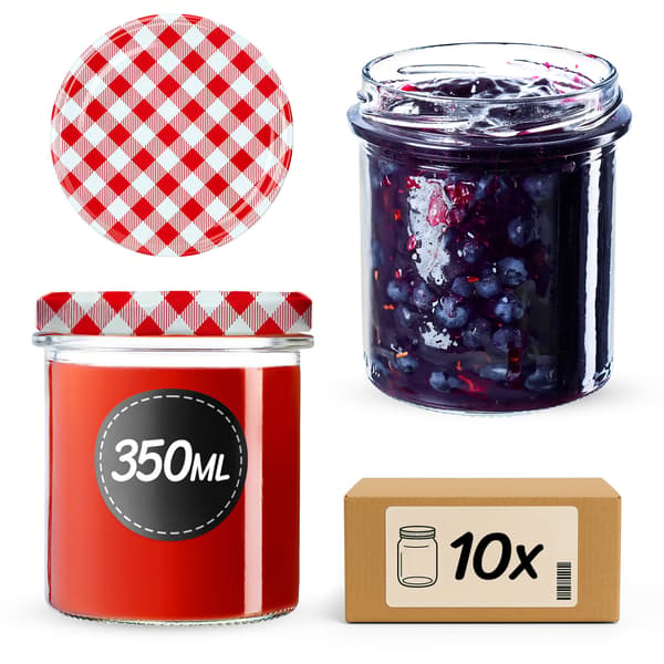 KADAX Avila muurauspurkit 350ml 10kpl 82mm + "Red Lattice" kannet