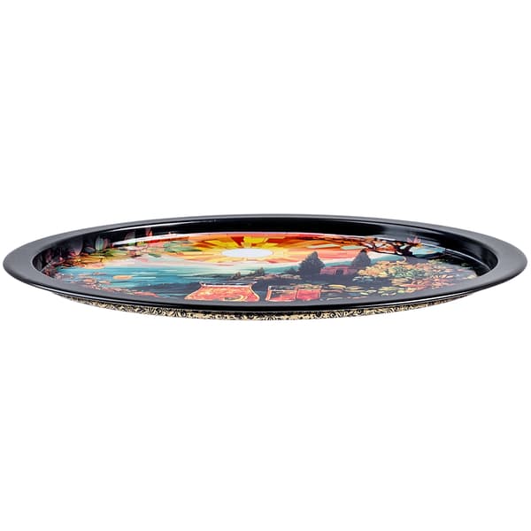 KADAX Dekorativ serveringsbakke rund metal stor cocktailbakke 32,5 cm