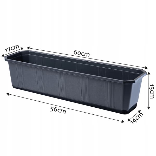 KADAX Balkonkasse 60 cm Urtepotte Urtepotte Balkon Grafit
