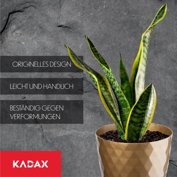 KADAX Plastik Urtepotte med Stativ, Urtepottedæksel, 20cm, Guld, Kadax