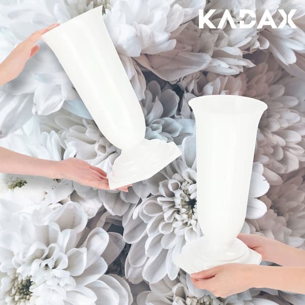 KADAX Vas Flaska Blommor Gravsten Kyrkogård Gravstensinsats Stativ Vit 37cm