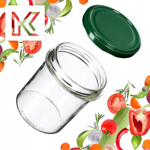 KADAX Avila muurauspurkit 350ml 50kpl 82mm + vihreät kannet