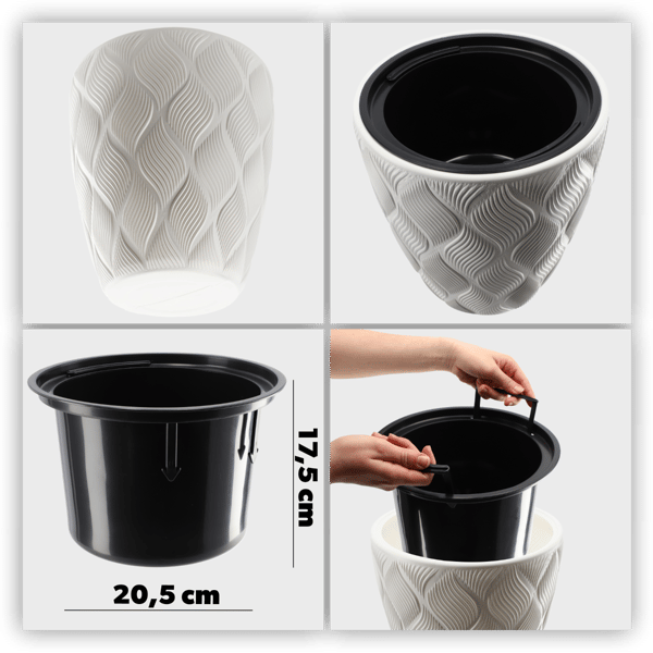 KADAX Urtepotte med Indsats 32cm Urtepottedæksel Plast Høj