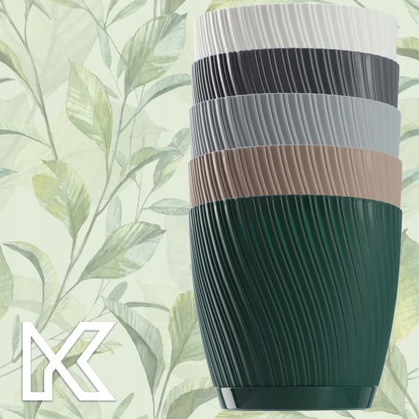 KADAX Urtepotte med Blomsterfod, Låg, Rund Skål, 13 cm, Grå
