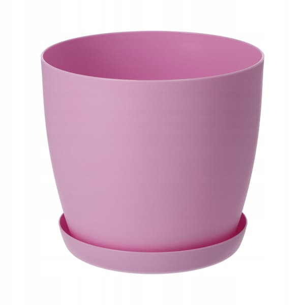 KADAX Urtepotte med Underkop Plastikpotte 25 cm Låg Blomster Pink Mat