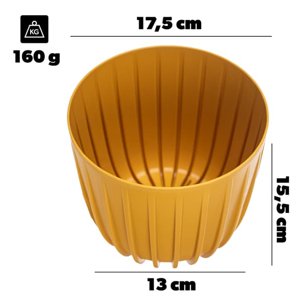 KADAX Urtepotte Urtepottedæksel 17,5 cm Rund Plastik Blomsterfod Gul