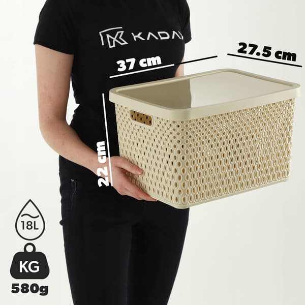 KADAX Korg med lock Förvaringslåda 18L Beige