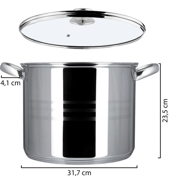 KADAX Gasgryta med lock, stor, rostfritt stål, 30 cm, 16 l, hög