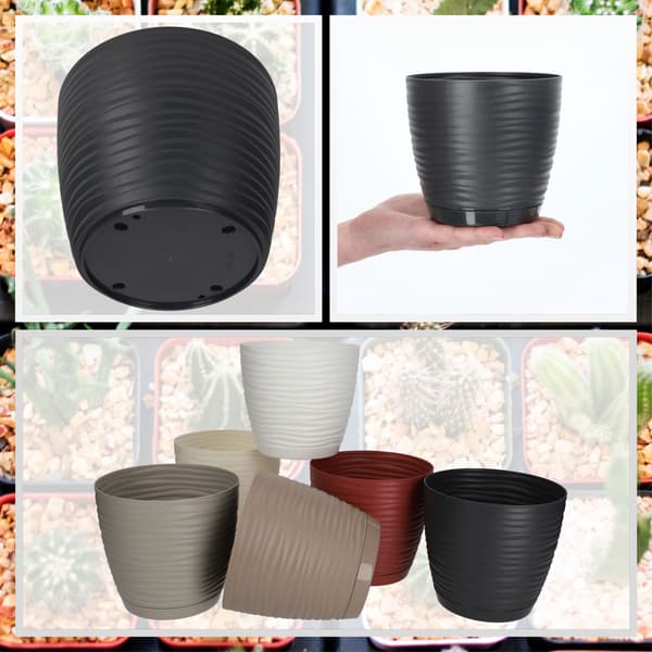 KADAX Urtepotte 13cm Rund Plastik Urtepotte Antracit