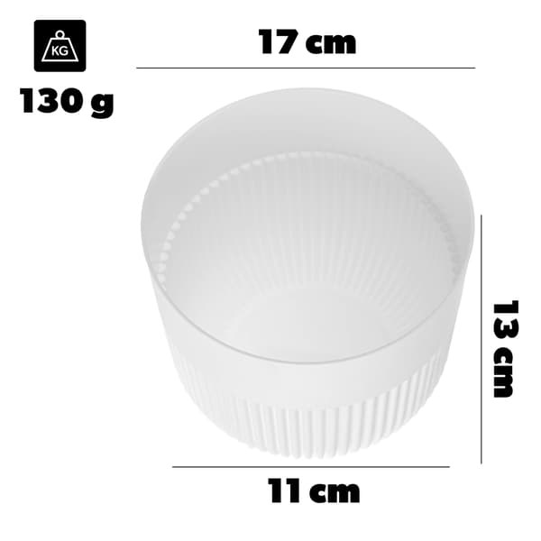 KADAX Urtepotte, Urtepottedæksel, 17 cm, Plast, Rund, Ribbet, Hvid