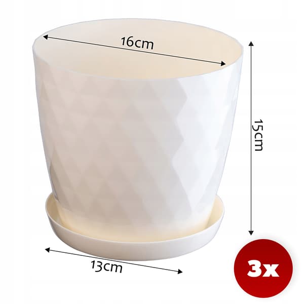 KADAX Blomkruka, Planter, Lock, 16 cm, Blomställning, Krämfärgad Plast, 3 st.