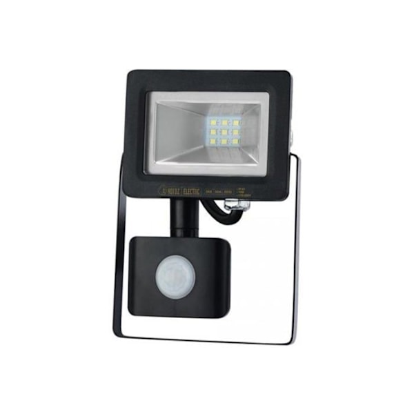 Extra platt LED-strålkastare med sensor 10W IP65 6400K Dim. 186x150x62mm Svart