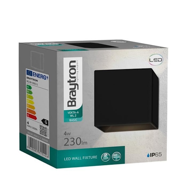 BRAYTRON VEKTA-A LED vägglampa, svart, 4W, 230lm Svart