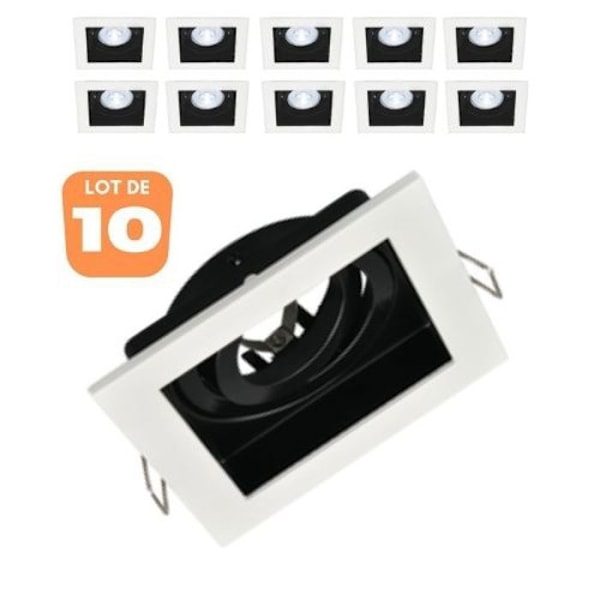 Set med 10 st Beta R4 fyrkantiga vit/svarta MR16 GU10/GU5.3 punktstöd vit svart