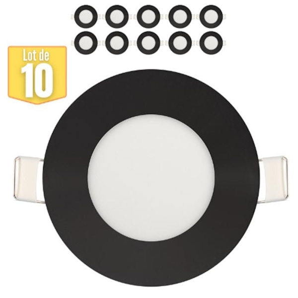 Sæt med 10 dæmpbare LED-paneler 3W 4200K 110lm Sort IP20 Svart