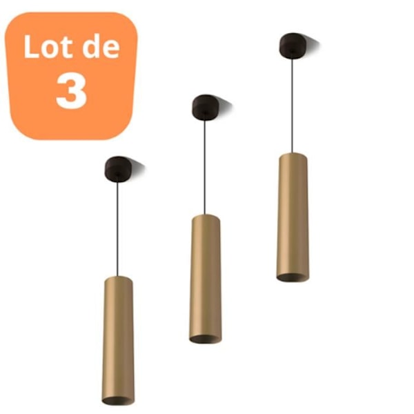 Sæt med 3 gyldne BETA rør vedhæng GU10 kabel 1,45m gyllene
